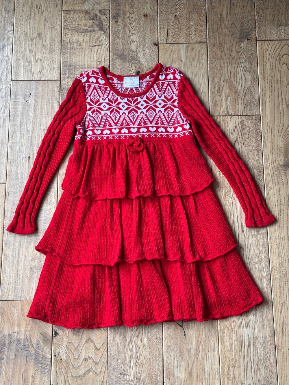 Hanna Andersson Red Tiered Festive Sweater Dress size 5